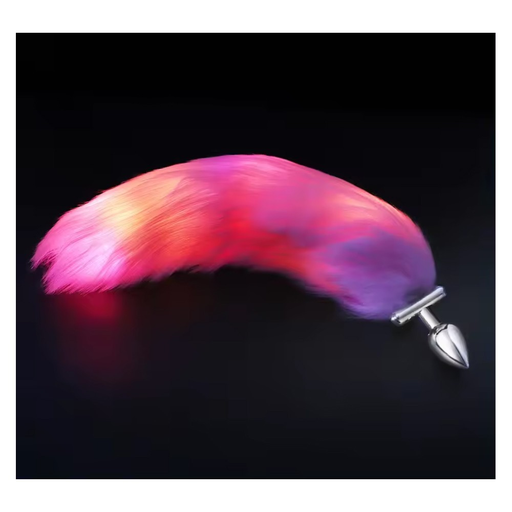 bAŞKa Anal Play Led Lamp Tail Plug Işıklı Kuyruklu Anal Plug-Pink