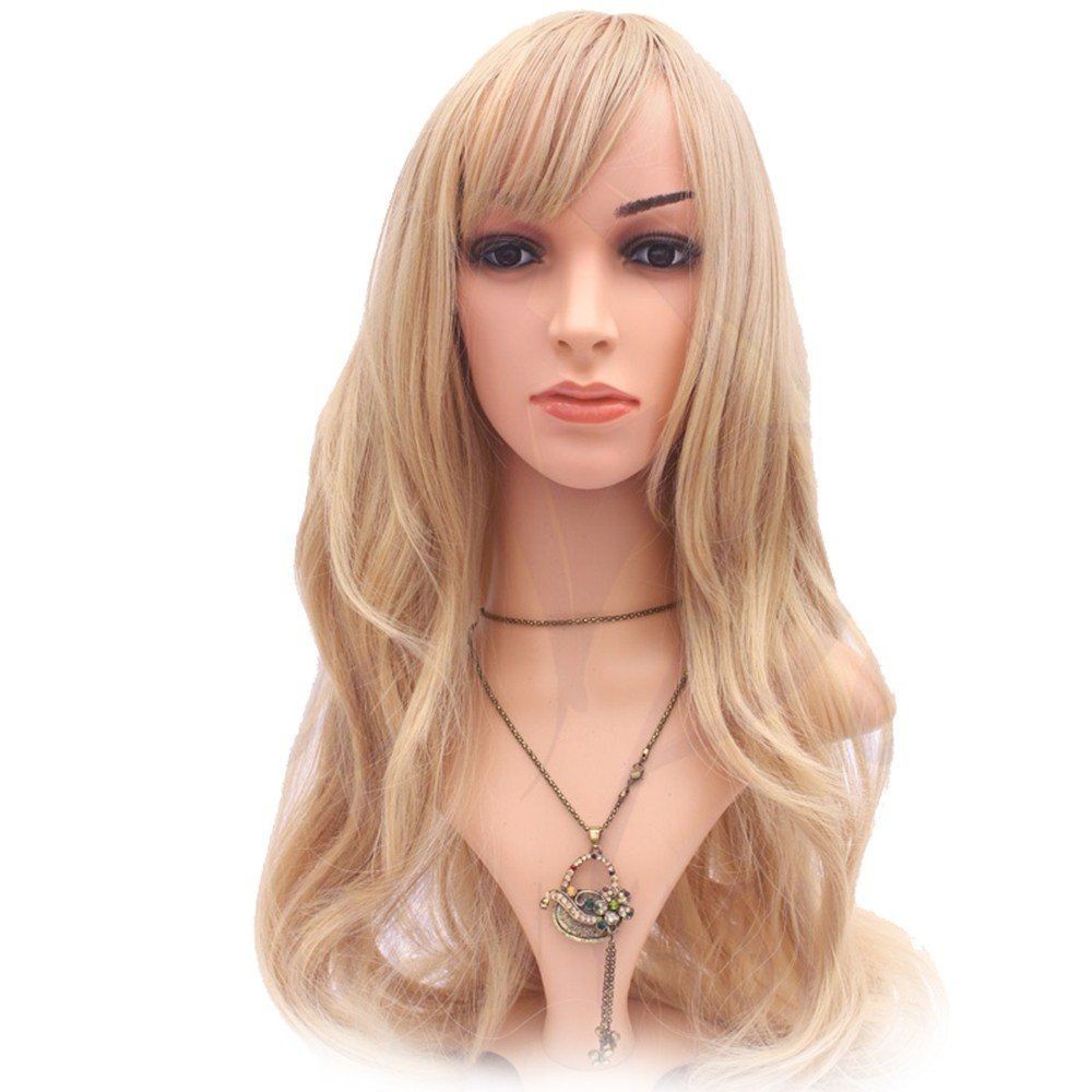 bAŞKa Toupee Hair Kanekalon Fiber Sentetik Sarı Peruk Uzun İpek Saç
