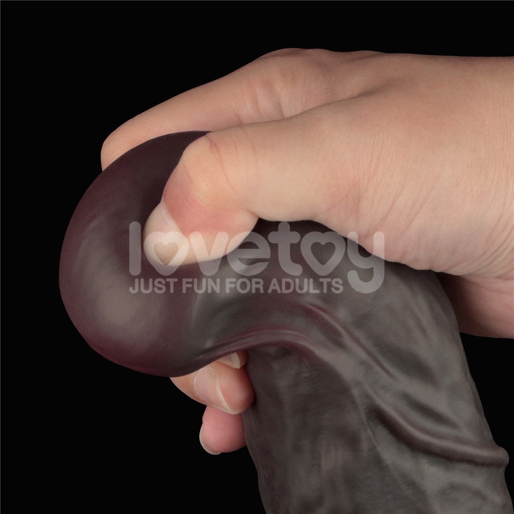 Lovetoy 14.5'' Dual Layered Bendable Silicone Cock XXL(Black) Et Doku Dildo LV411311