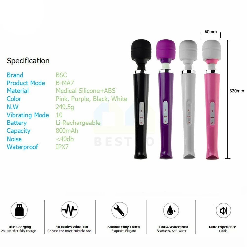 bAŞKa Large Magic Wand Rechargeable 10 Mod Masaj Wand Vibratör