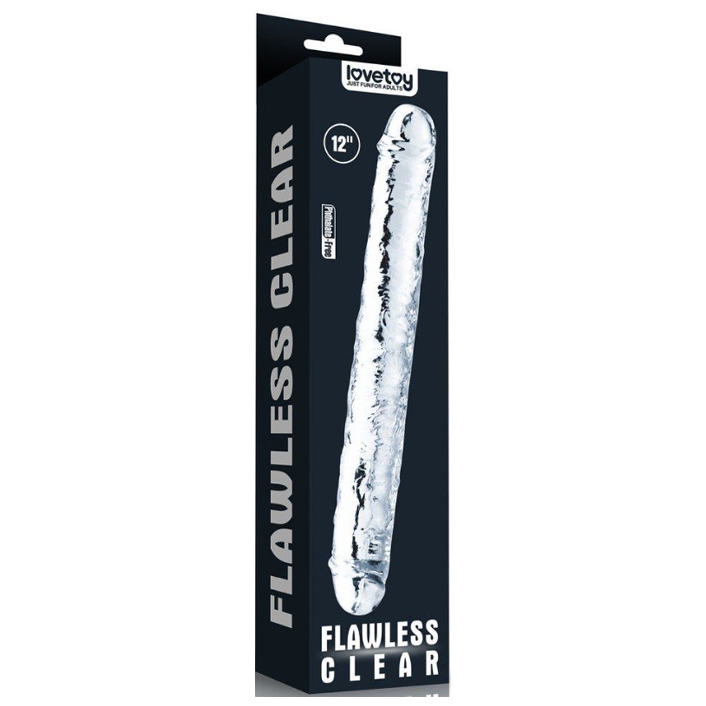 Lovetoy Flawless Clear 30 cm Double Dildo Çift Taraflı Penis LV310018