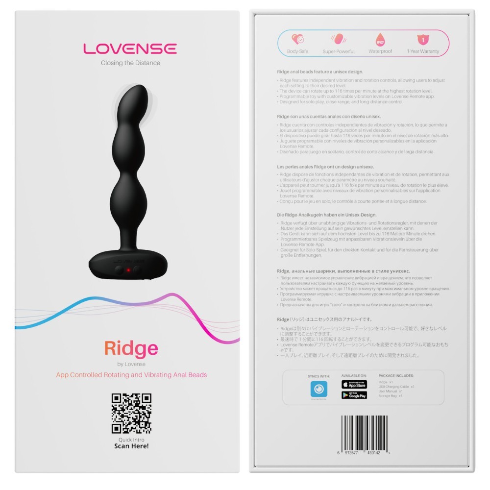 Lovense Ridge Telefon Kontrollü ve Hareketli Anal Boncuk