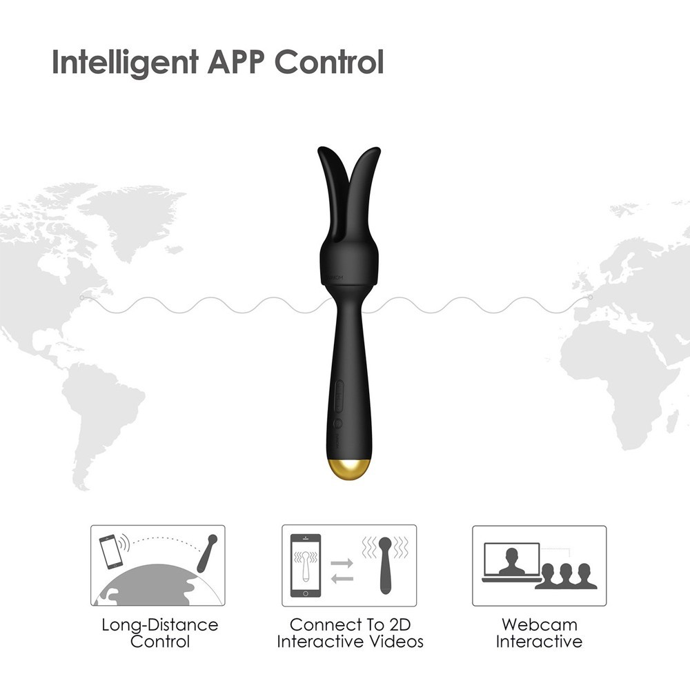 Svakom Emma Neo Interactive App Enabled Warming Wand Vibrator With Rabbit Ears