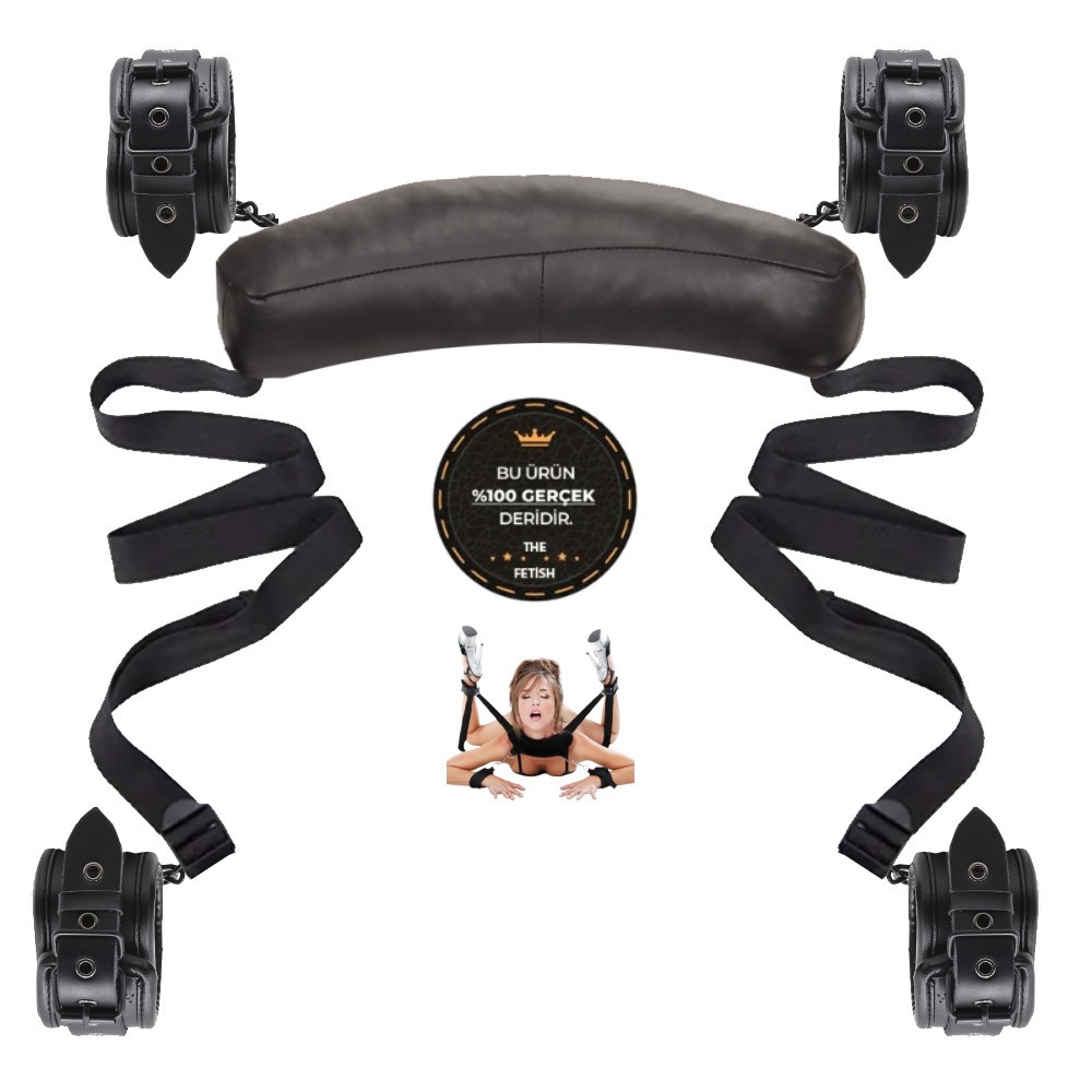 bAŞKa The Fetish Organic Leather Master Position Cuffs Fetiş Pozisyon Seti-Siyah