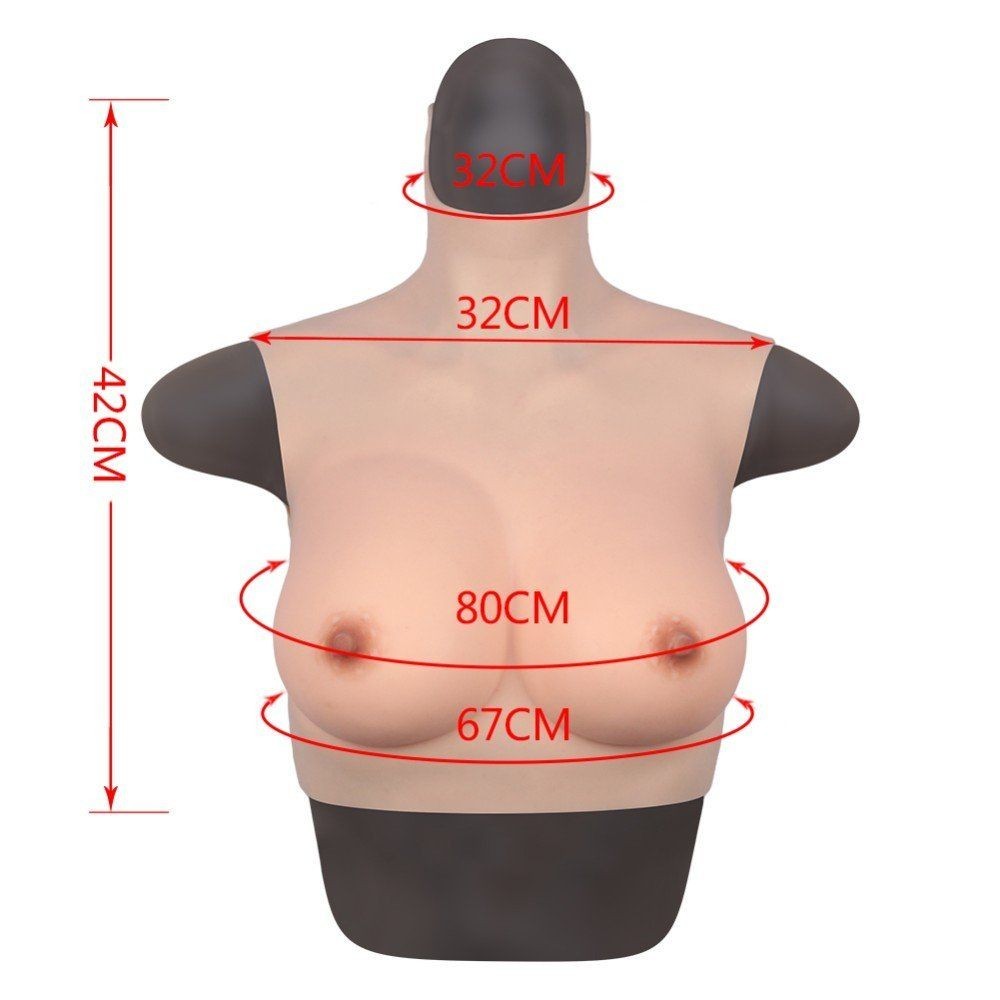 bAŞKa Bodysuit Crossdresser Boyunlu Giyilebilir Silikon Göğüs Cup C