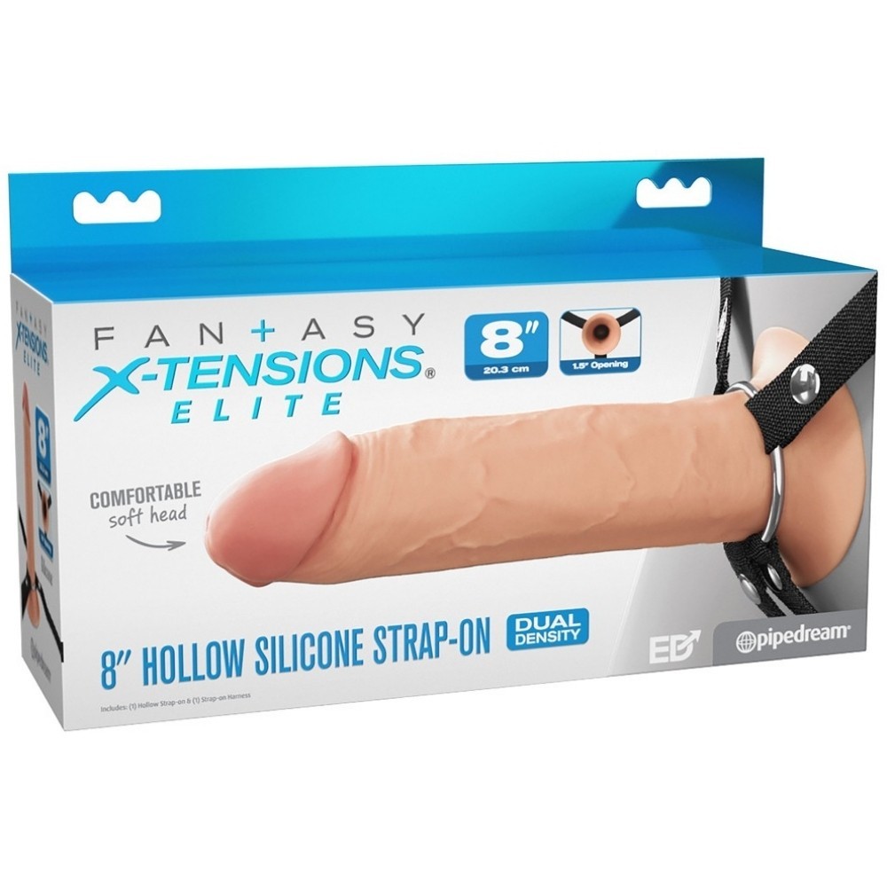 Pipedream Fantasy X-Tensions Elite 8 İnch Hollow Silicone Strap-On