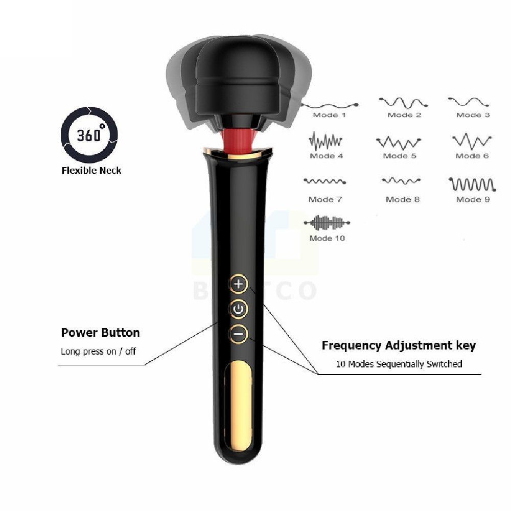 bAŞKa Magic Wand Sisi Massager Black Şarjlı Masaj Wand Vibratör