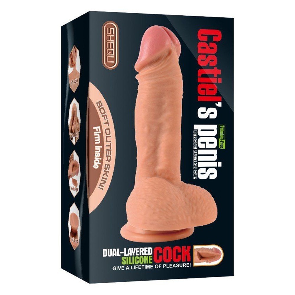Shequ Dildo Series Castiel's 19 cm Natural Doku Realistik Penis SQ-WBD10008