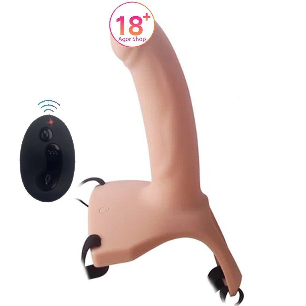 Aphrodisia Hollow Strap-On 17 cm İçi Boş Titreşimli Kemerli Penis-Ten