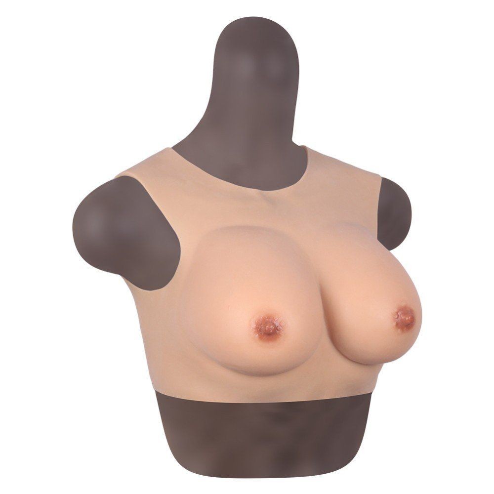 bAŞKa Bodysuit Crossdresser Brown Askılı Silikon Giyilebilir Göğüs Cup B