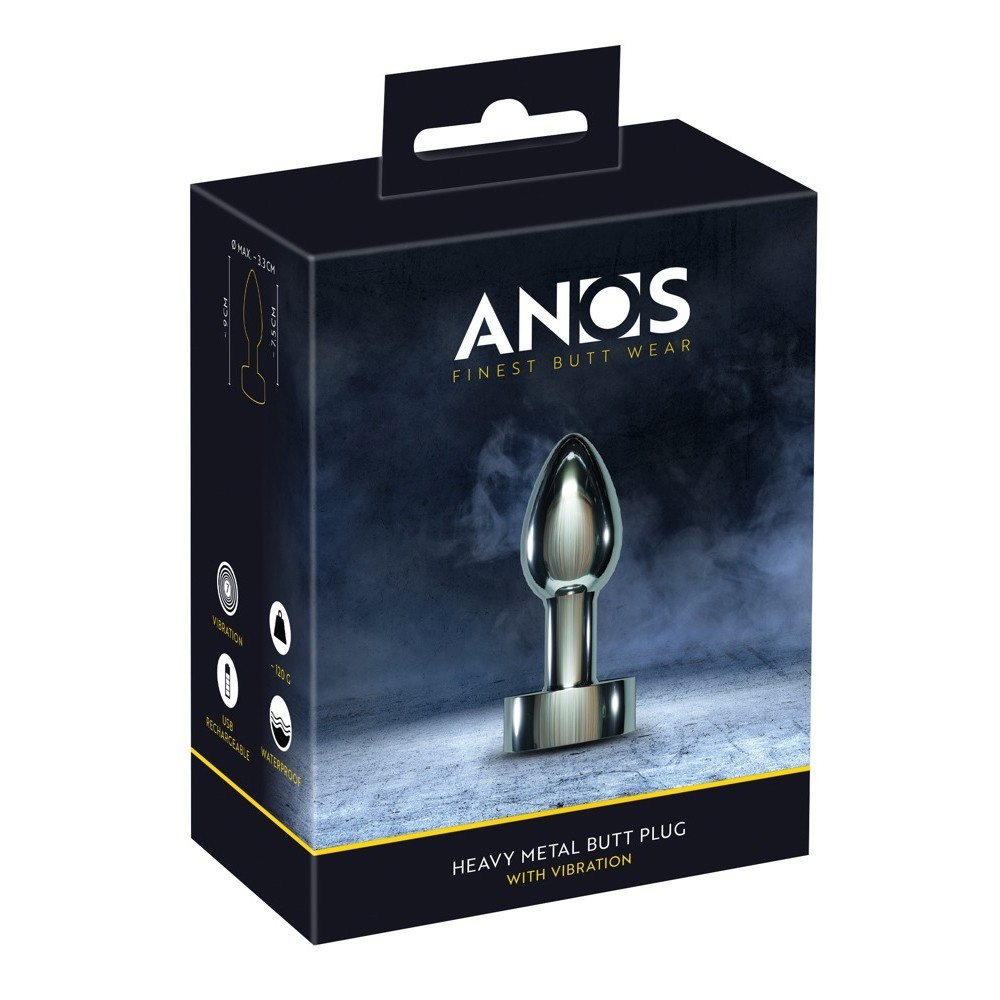 Anos Heavy Metal Butt Plug With Vibration Anal Vibratör