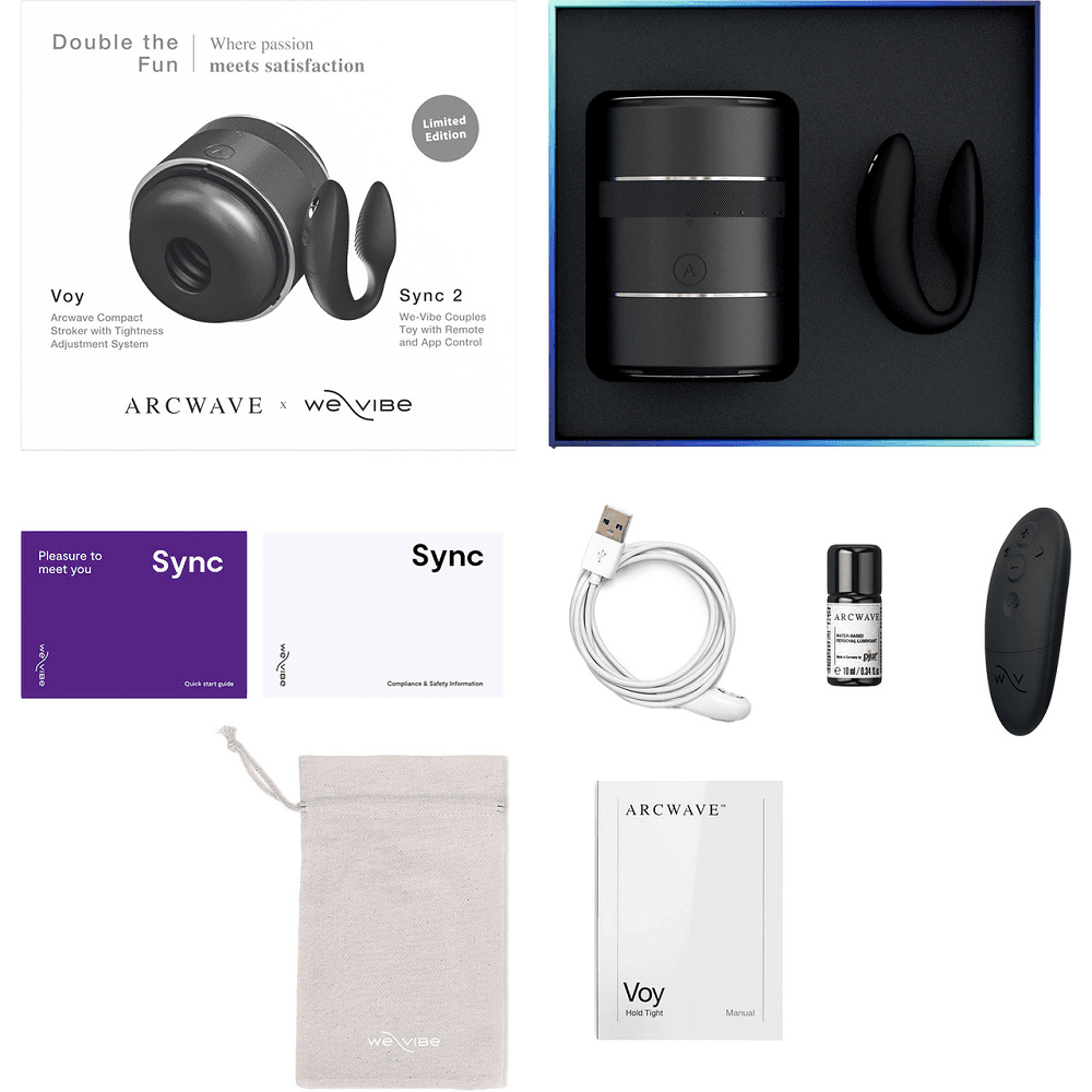 Arcwave Voy Stroker ve We-Vibe Sync 2 Çift Vibratörü ile Çift Eğlence Çift Kiti