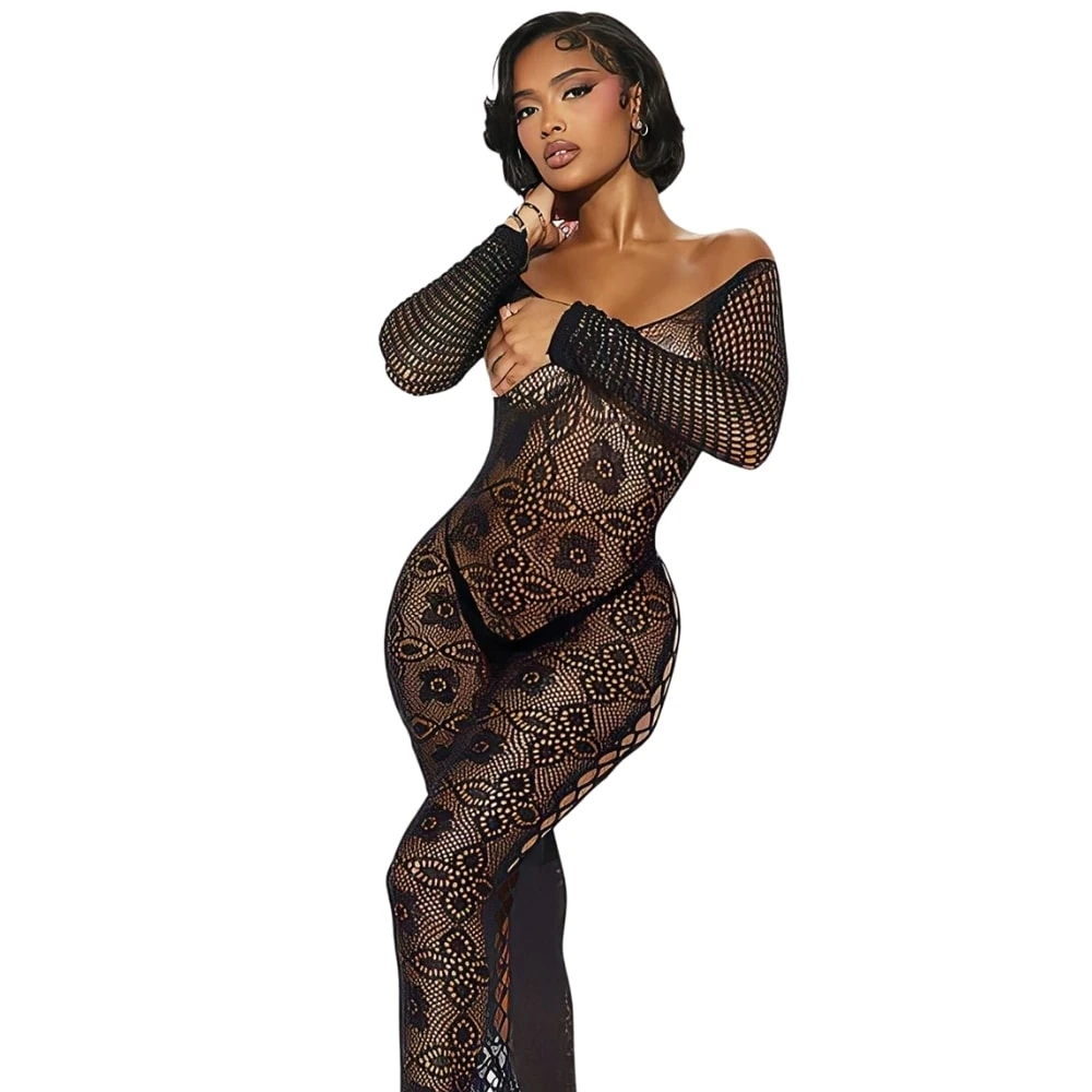 Başka Fantasy Wear Elbise Şeklinde Uzun Kollu Fantezi Vücut Çorabı