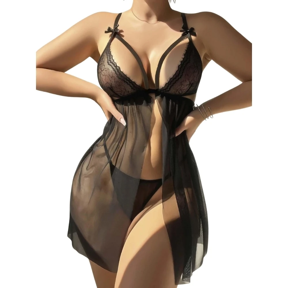 Başka Fantasy Wear Dantel Detaylı Sütyenli Transparan Gecelik