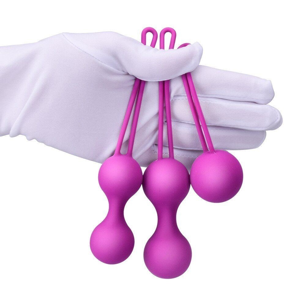 bAŞKa Kegel Benwa Ball Medikal Silikon Metal Jiggle Kegel Top Set-Purple