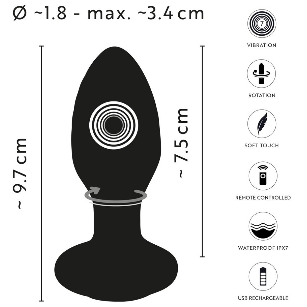 Anos Finest Butt Wear Remote Control Rotating Butt Plug Anal Vibratör
