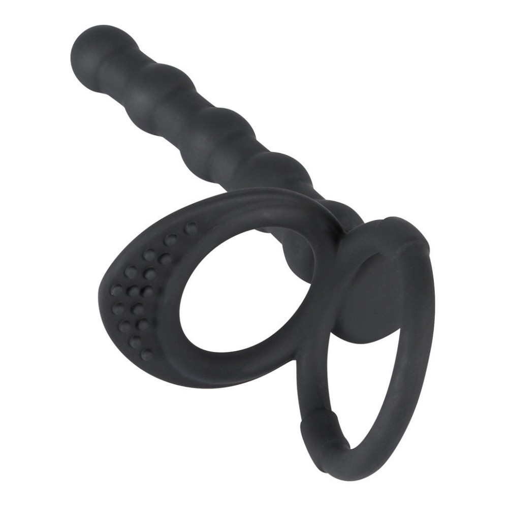 Black Velvets Cock Ball Ring Penis Halkası ve Anal Dildo