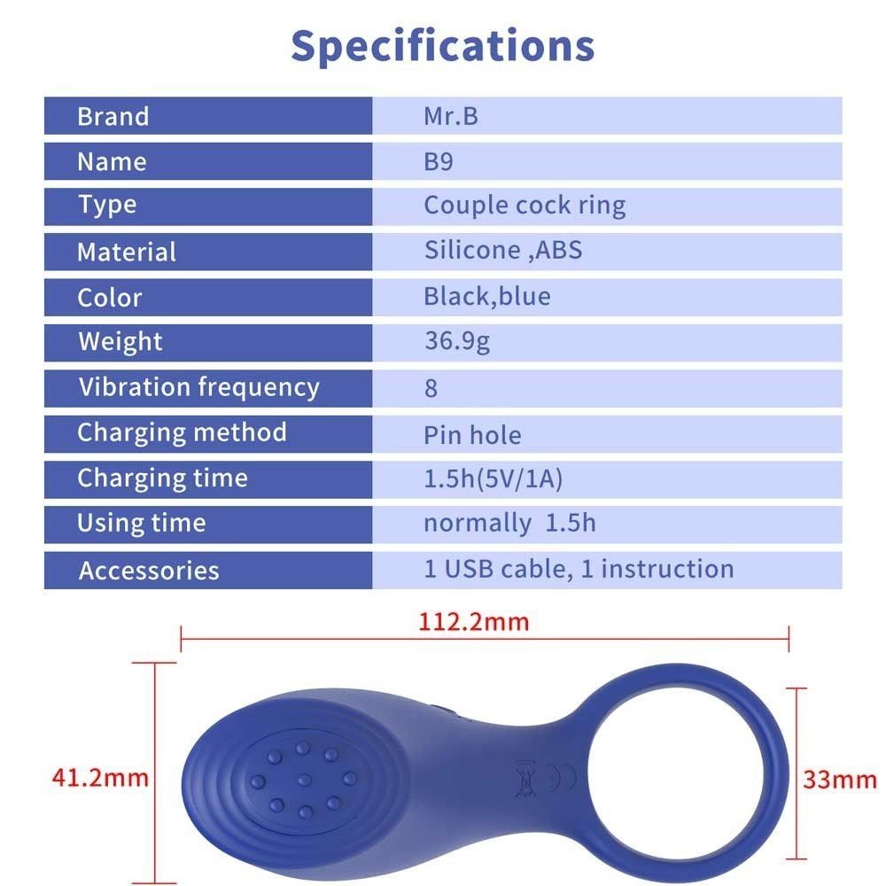 Wowyes B9 Clitoral Stimulation Cock Ring Titreşimli Penis Halkası MRB-005
