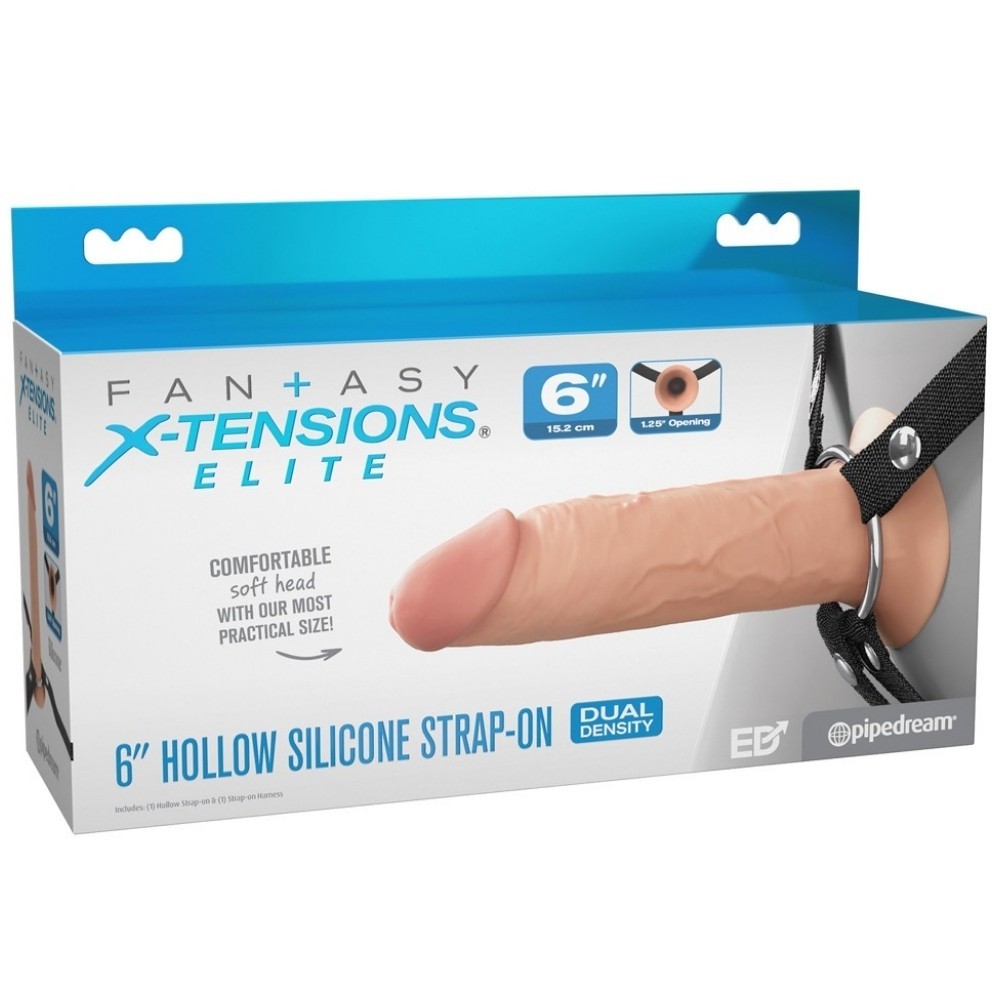 Pipedream Fantasy X-Tensions Elite 6 İnch Hollow Silicone Strap-On