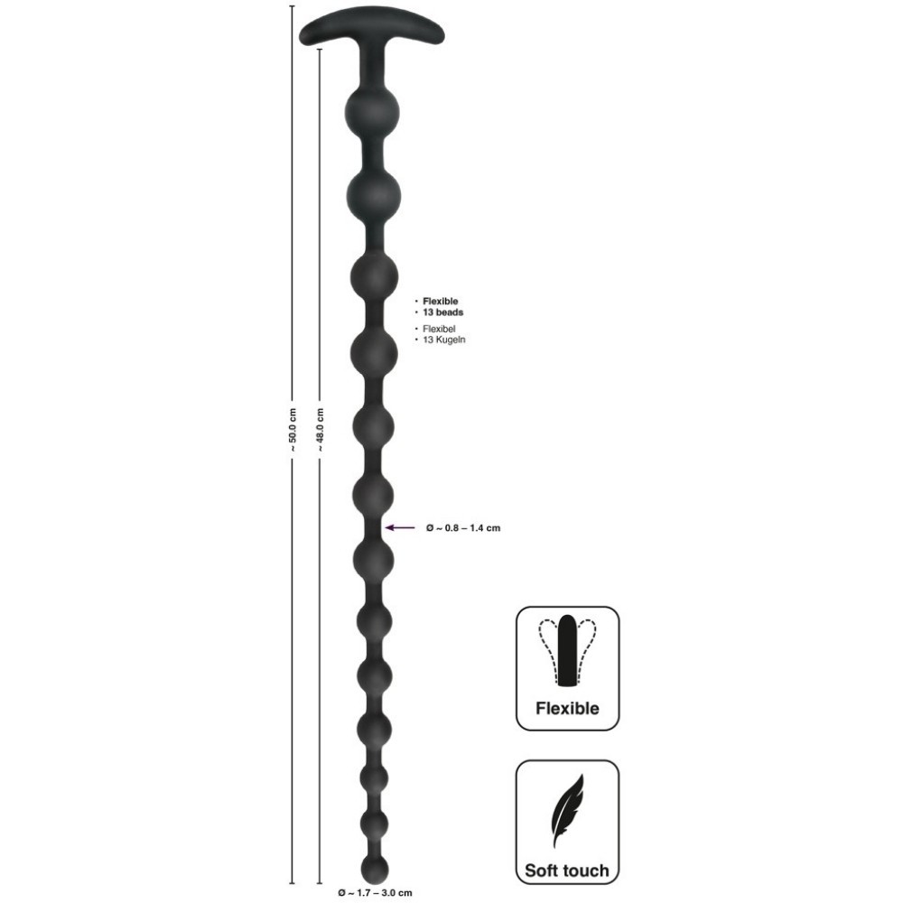Black Velvets Anal Beads 50 Cm Silikon Alıştırıcı Anal Boncuk