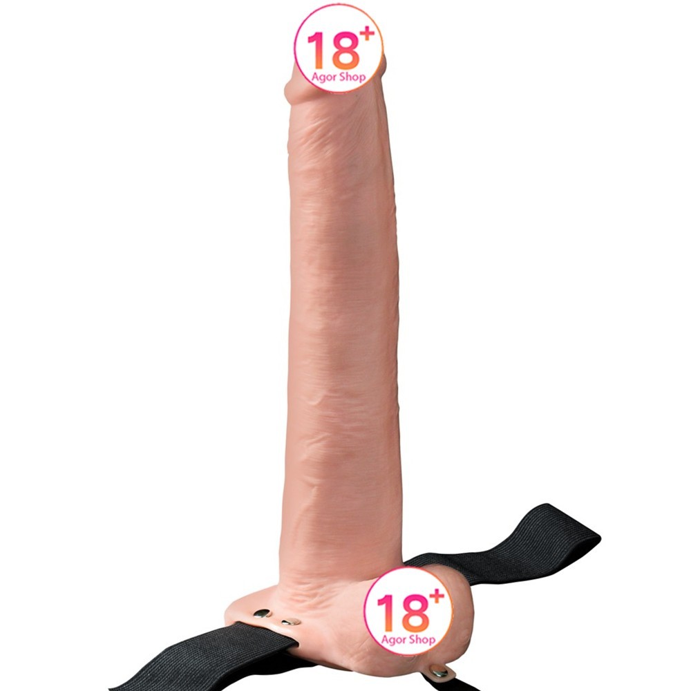 Pipedream Fetish Fantasy 11" Hollow Rechargeable Strap-On With Balls