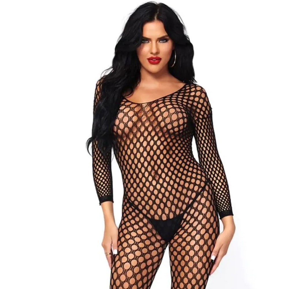 bAŞKa Fantasy Wear Bodystocking Dekolte Vücut Çorabı-Siyah