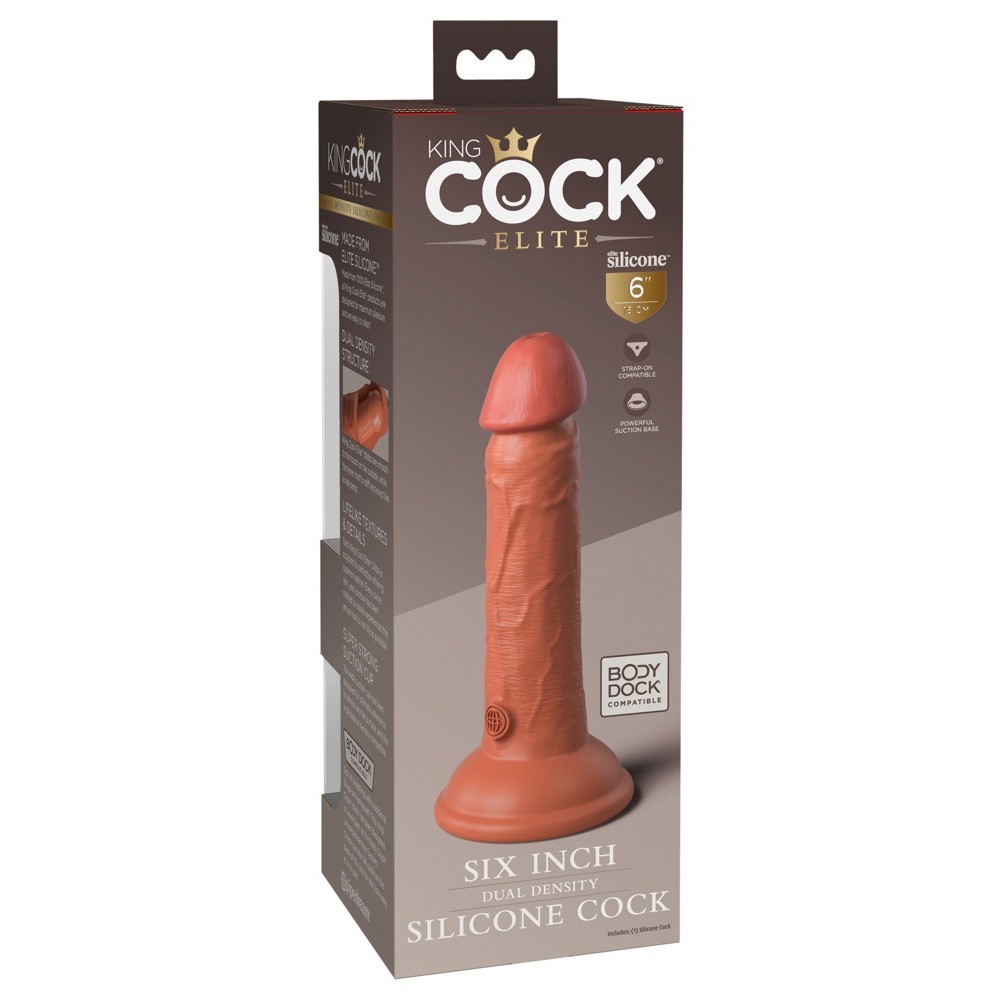 Pipedream King Cock Elite 6 İnch Dual Density Silicone Cock Realistik Penis-Brown