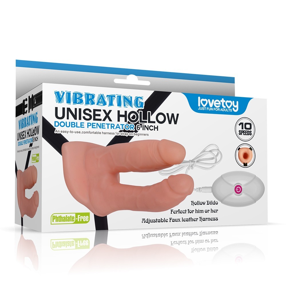Lovetoy Vibrating Unisex Hollow Strap On Belden Bağlamalı Çift Taraflı Penis LV3006