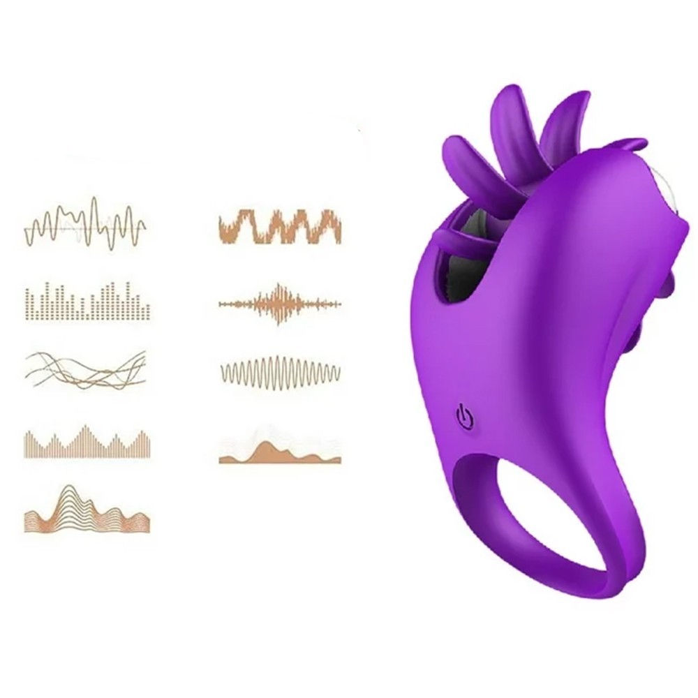 bAŞKa Licking Cock Ring  Dönebilen Dil Hareketli Penis Halkası-Purple