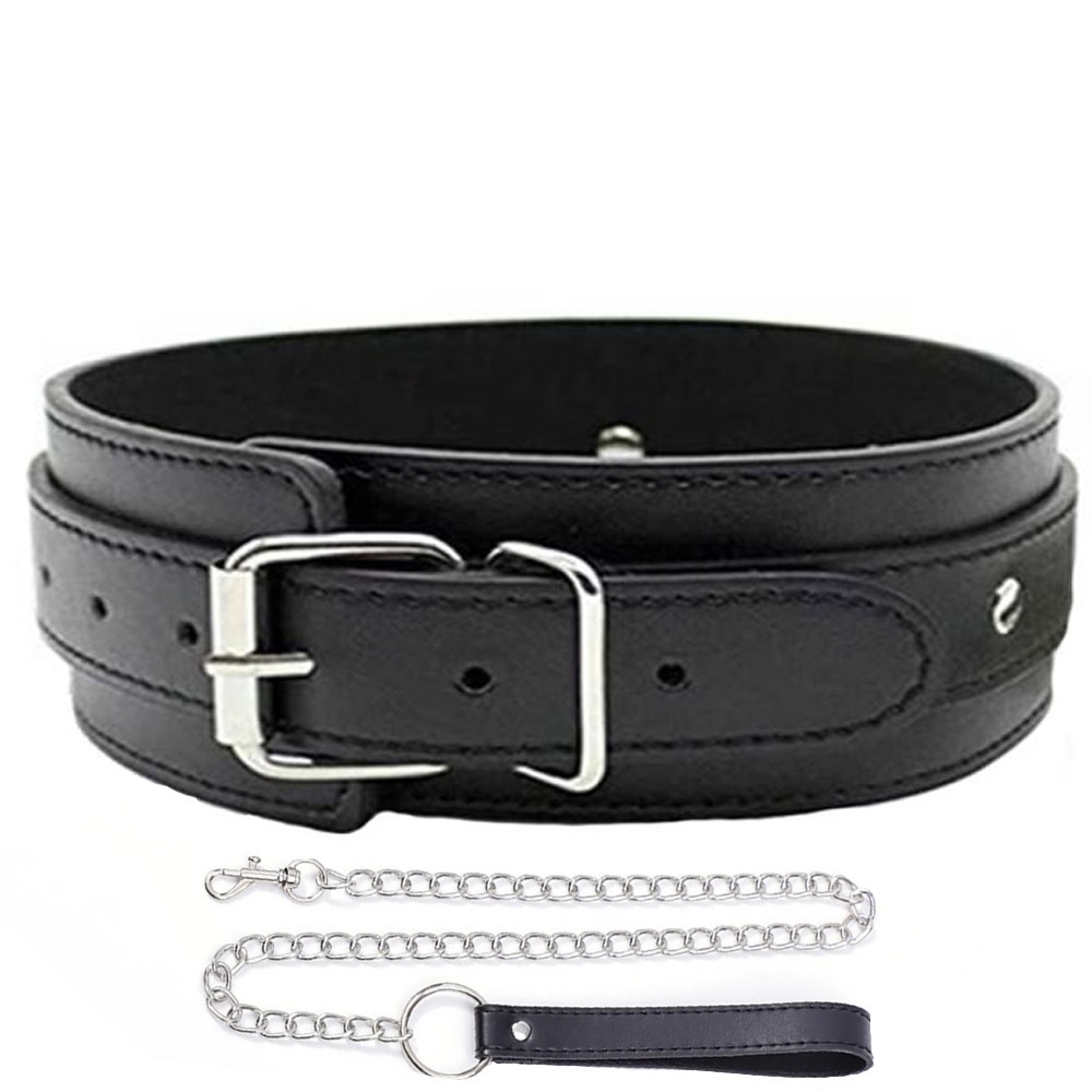 bAŞKa Fetish Fantasy Series Neck Collar Hakiki Deri Fetiş Tasma-Siyah