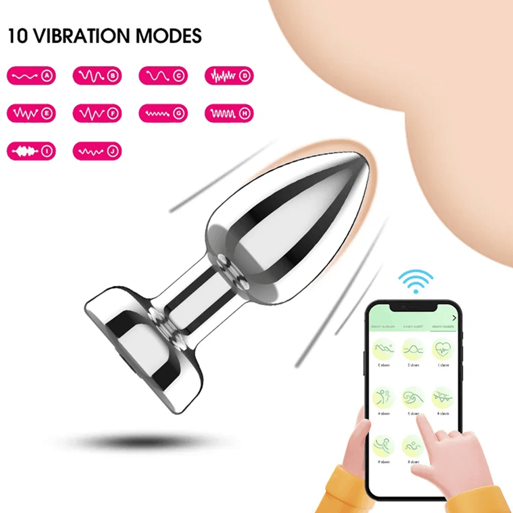 bAŞKa Anal Play Phone Control Plug Telefon Uyumlu 10 Mod Metal Anal Vibratör