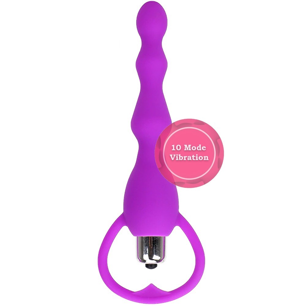 bAŞKa Anal Fantasy Beaded 10 Mod Boncuk Anal Vibratör-Purple