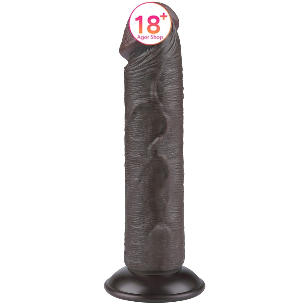 Lovetoy Sliding Skin Dual Layer Dong Black 20 Cm Testissiz Realistik Penis LV317406