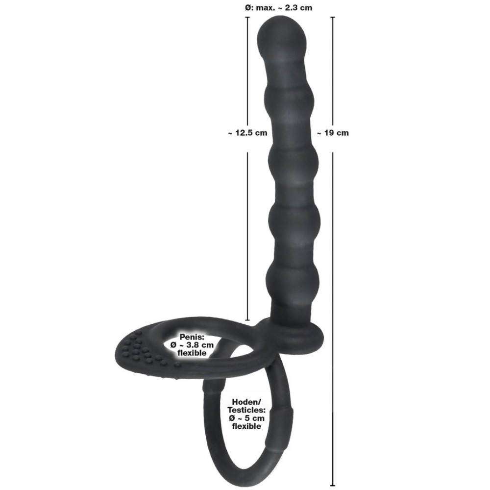Black Velvets Cock Ball Ring Penis Halkası ve Anal Dildo
