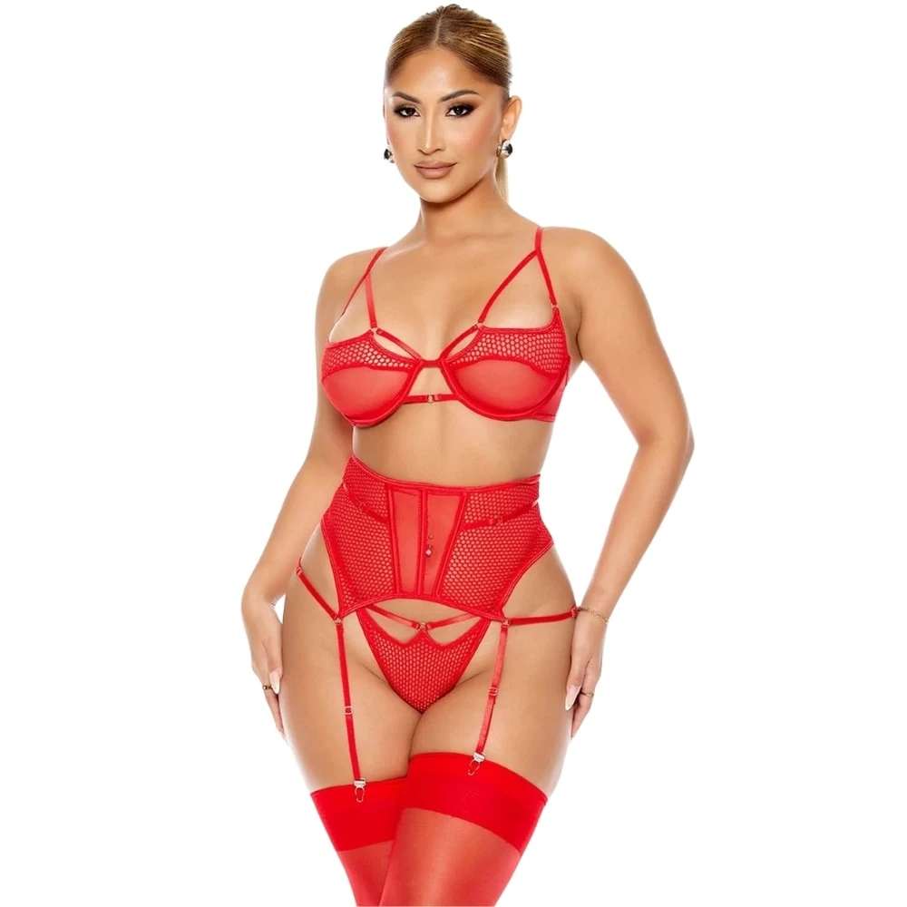 Başka Fantasy Wear Lingerie Dreams File Tül Jartiyer Takım