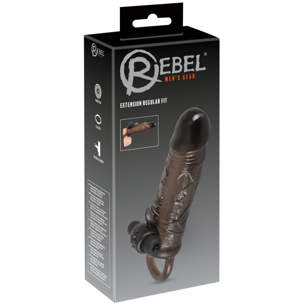 Rebel Men's Gear Extension Regular Fit Testis Geçirmeli Titreşimli Penis Kılıfı