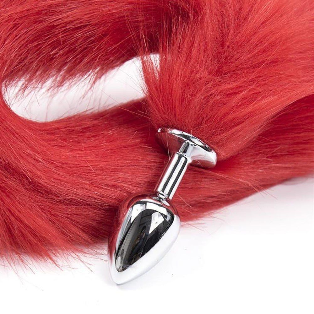 bAŞKa Anal Play Tail Butt Small Metal Kuyruklu Anal Plug-Red