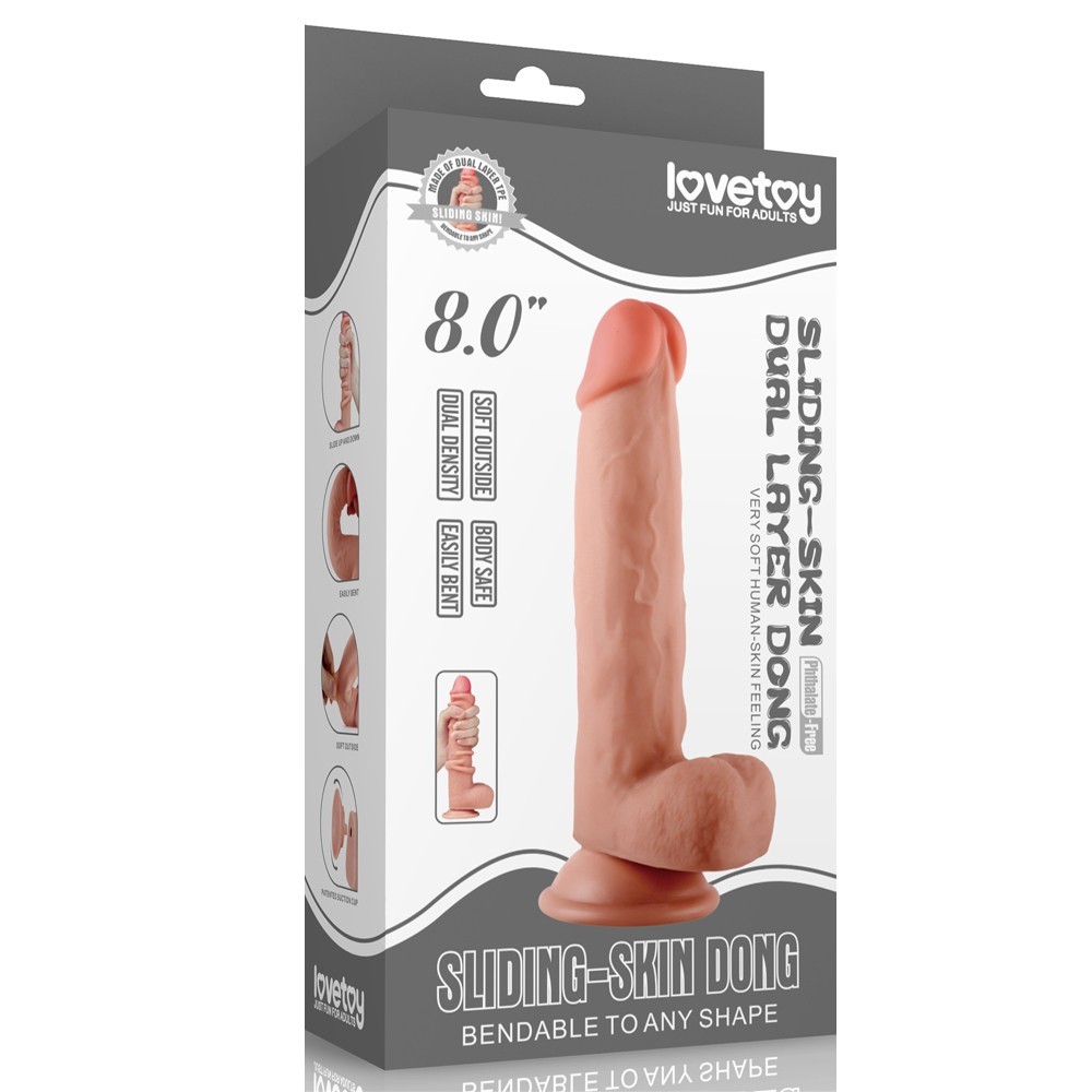 Lovetoy Sliding-Skin Dual Layered Dildo Deri Penetrasyon 20 cm Realistik Penis LV317002