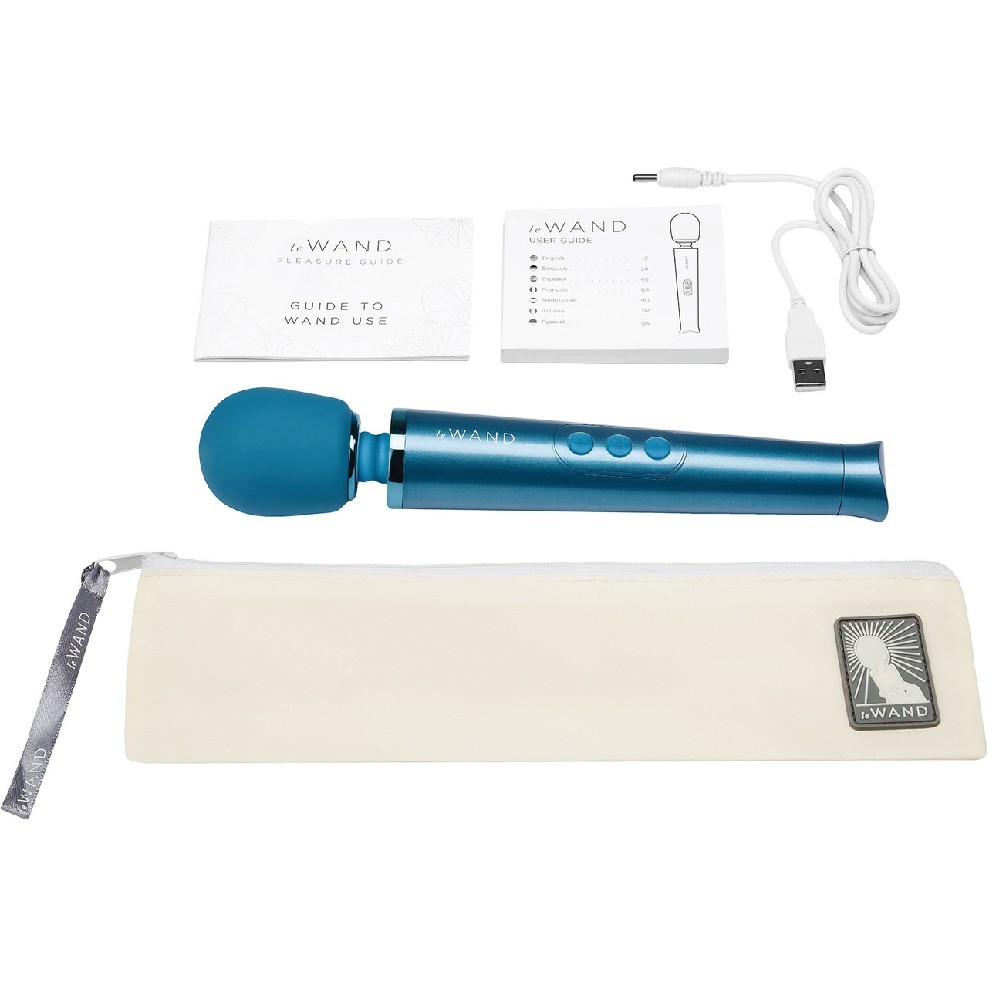 Le Wand Petite Rechargeable Vibrating Body Massager Masaj Wand Vibratör-Blue
