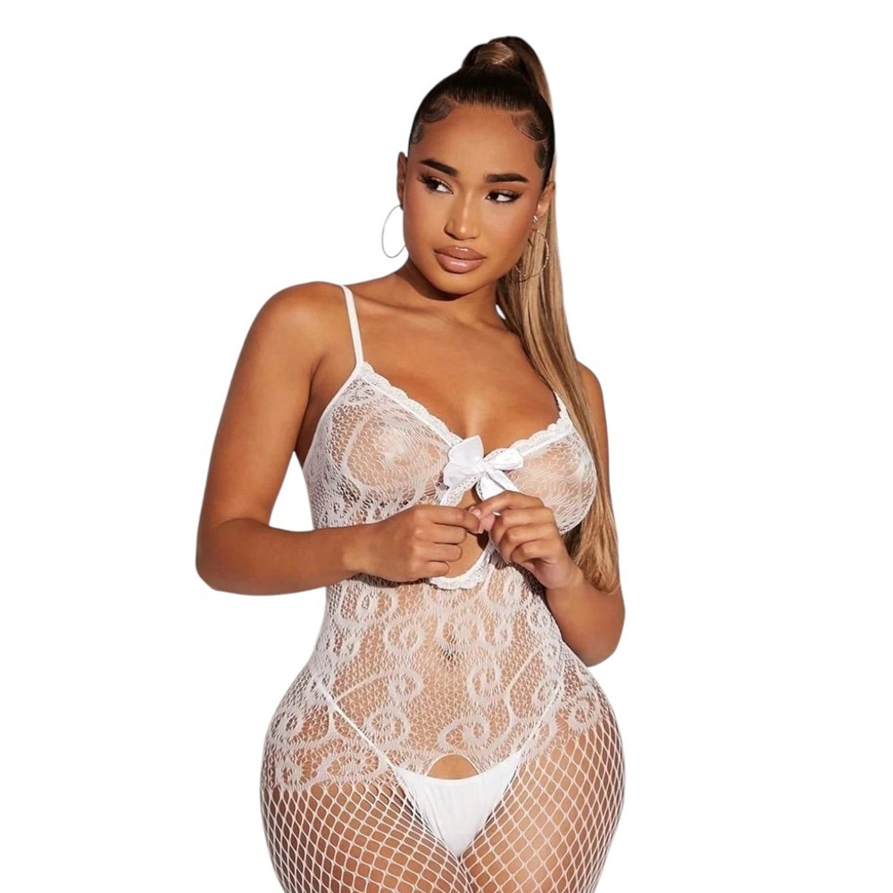 bAŞKa Vivaldy Özel Bölge Açık Seksi Vücut Çorabı-Beyaz