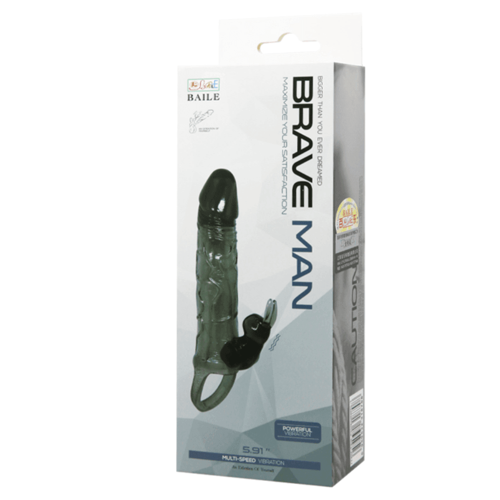 Baile Brave Man Penis Extension Klitoris Uyarıcılı Titreşimli Penis Kılıfı BI-026225-1