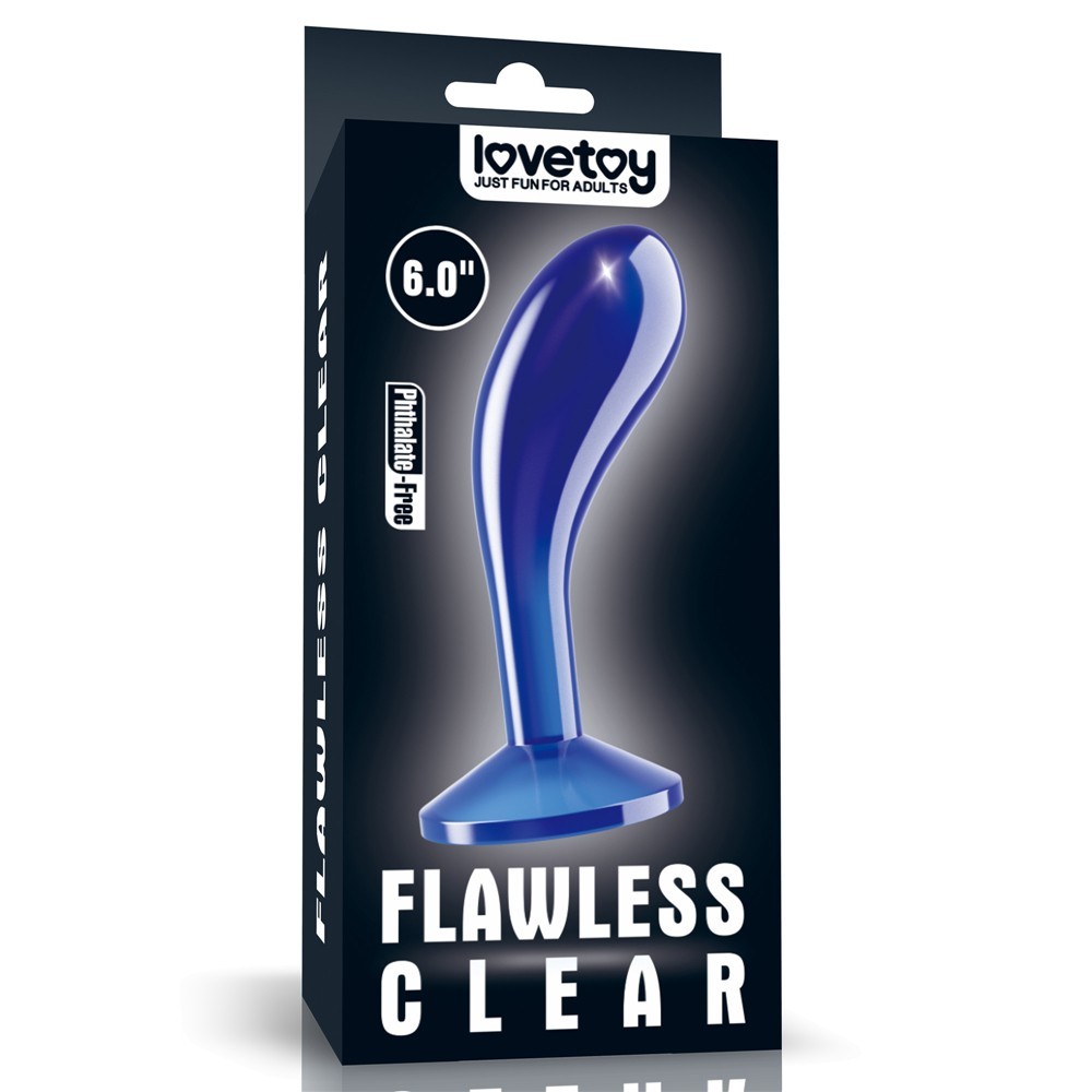 Lovetoy Flawless Clear Prostate Plug 6.0'' Blue Silikon Anal Plug LV310319
