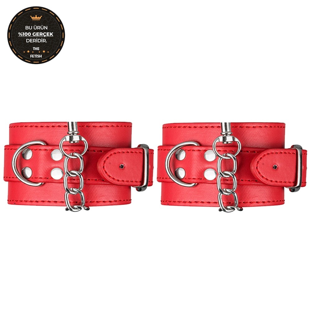 bAŞKa The Fetish Organic Leather Cuffs Hakiki Deri Fetiş Kelepçe Kırmızı