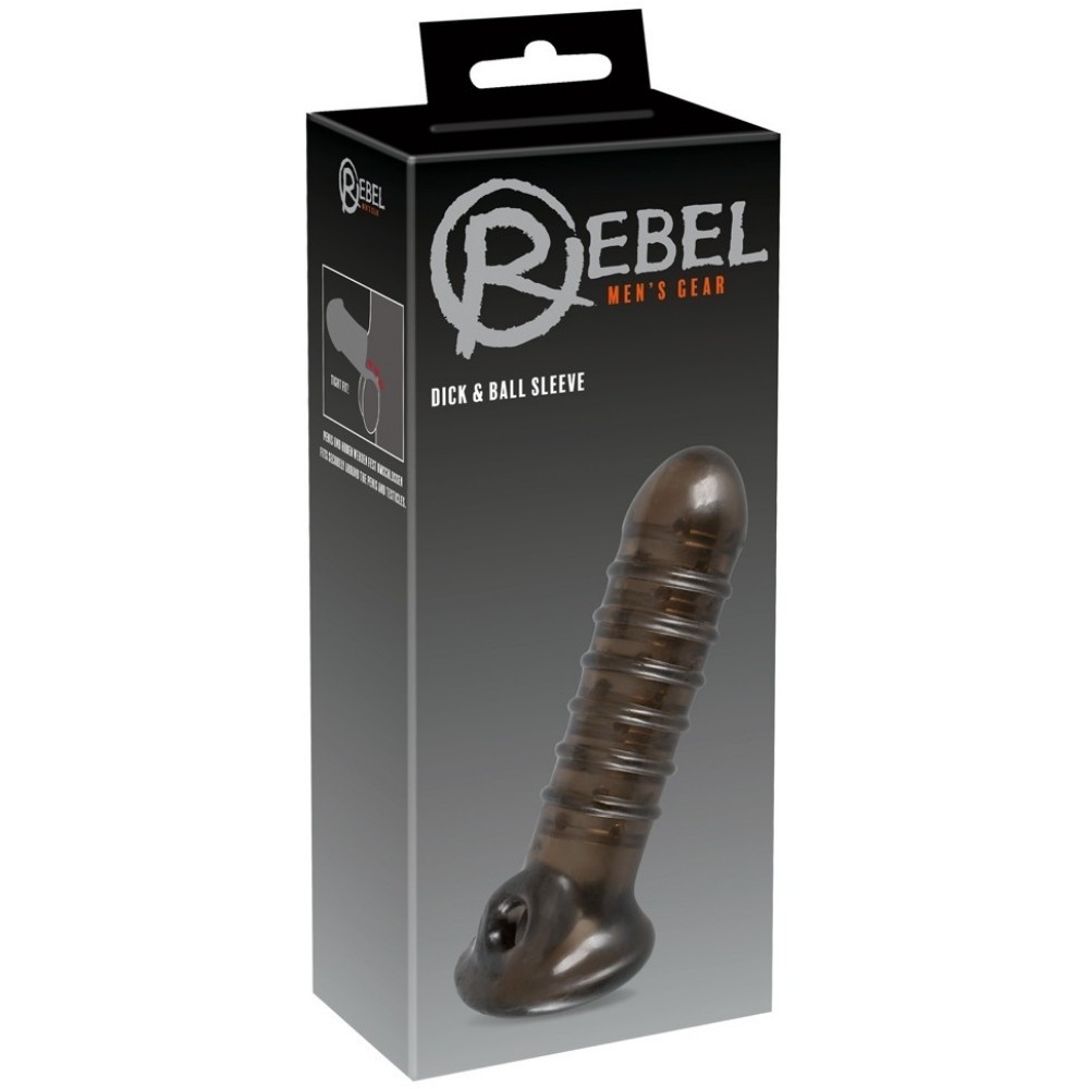 Rebel Men's Gear Dick Ball Sleeve 18 Cm Testis Geçirmeli Penis Kılıfı