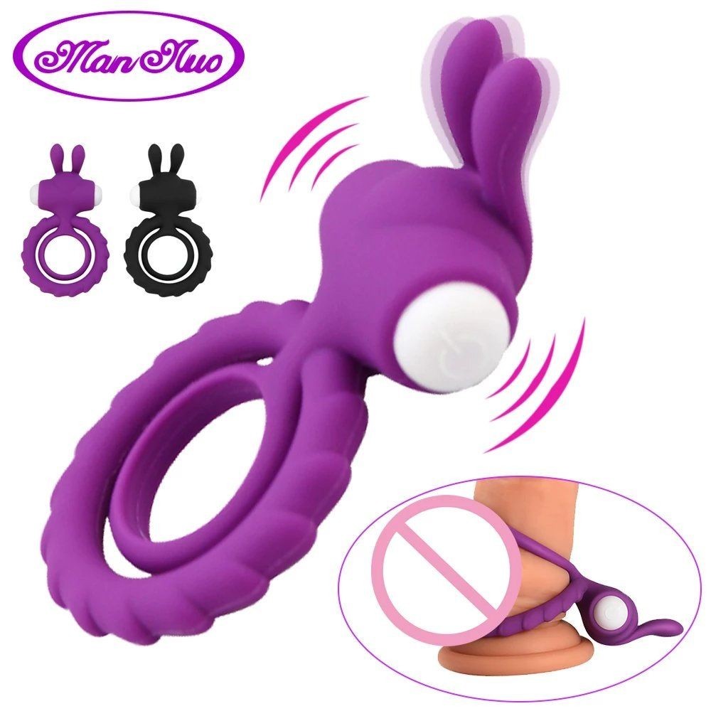 bAŞKa Nuo Clitoral Rabbit Klitoral Titreşimli Penis Halkası-Purple