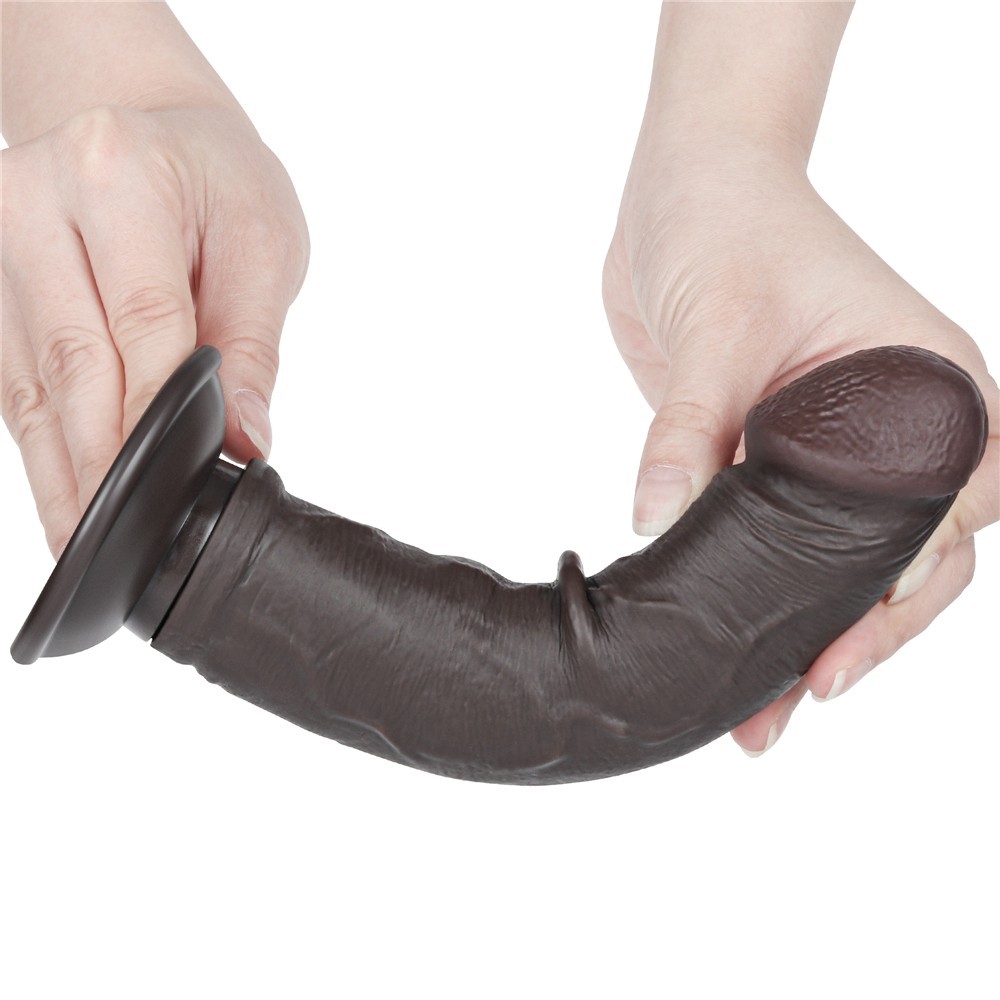 Lovetoy Sliding Skin Dual Layer Dong Black 20 Cm Testissiz Realistik Penis LV317406