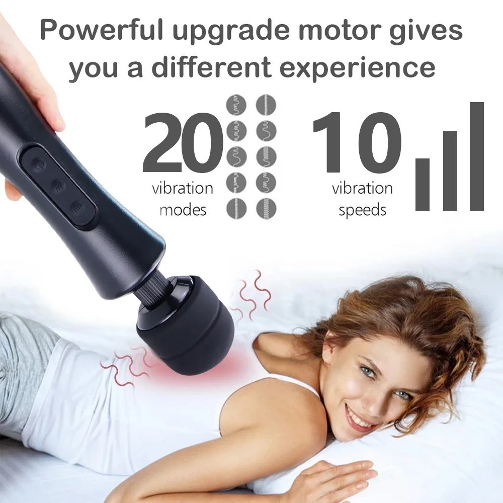 bAŞKa Magic Wand Double Massager Black Şarjlı Masaj Wand Vibratör