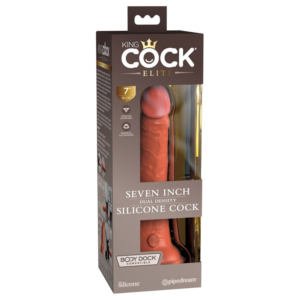 Pipedream King Cock Elite 7 İnch Dual Density Silicone Cock Realistik Penis-Brown