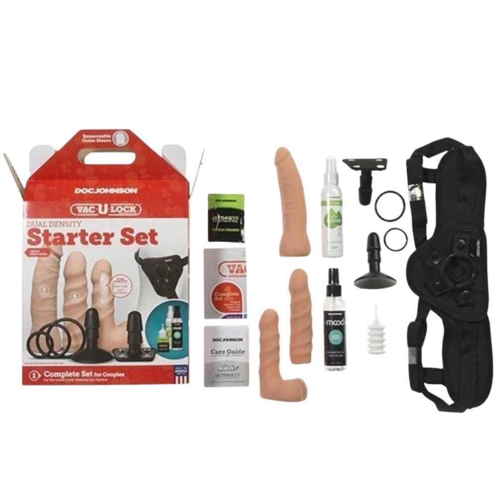 Doc Johnson Vac-U-Lock Dual Density Starter Set Strapon Set