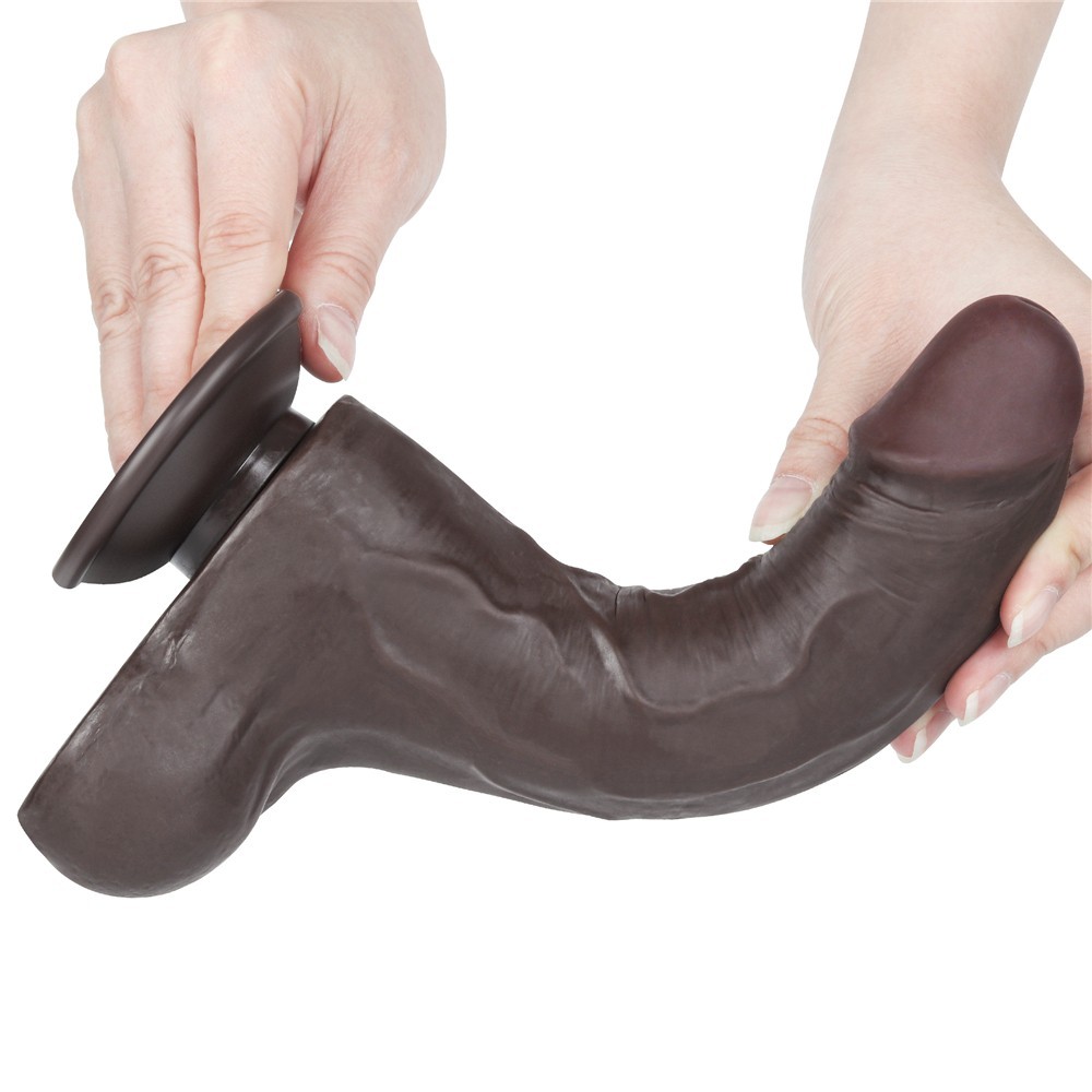 Lovetoy Sliding Skin Dual Layer Dong Black 22 Cm Realistik Penis LV317409